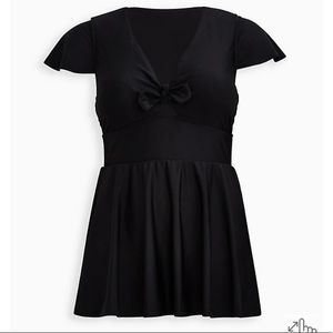 NWT | Torrid sz 4 | black flutter sleeve skater swim dress